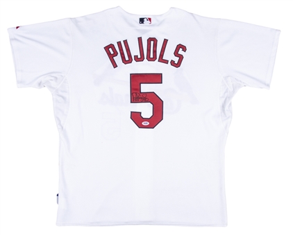 2008 Albert Pujols Game Used & Signed St. Louis Cardinals Home Jersey Used On "Jerseys Off Our Backs" Game - Home Run Game - MVP Season! (Letter of Provenance, Sports Investors & PSA/DNA)  